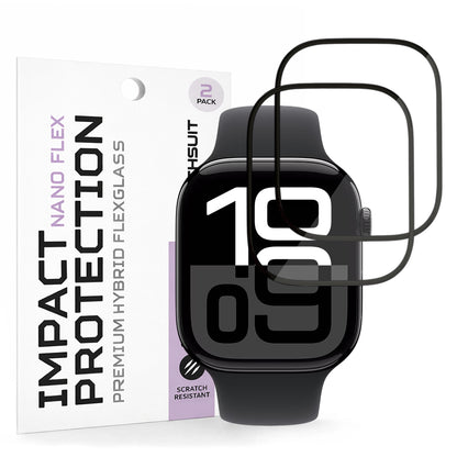 Pellicola Protettiva Techsuit Nano Flex per Apple Watch Series 10 / 11 46mm, Set 2 pezzi, Plastica, Nera