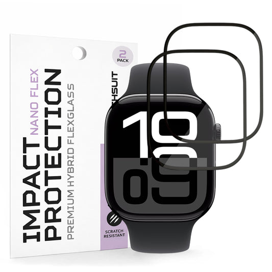 Pellicola Protettiva Techsuit Nano Flex per Apple Watch Series 10 / 11 46mm, Set 2 pezzi, Plastica, Nera