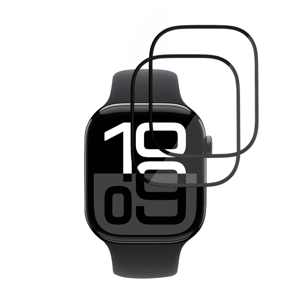 Pellicola Protettiva Techsuit Nano Flex per Apple Watch Series 10 / 11 46mm, Set 2 pezzi, Plastica, Nera