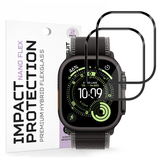Pellicola Protettiva Techsuit Nano Flex per Apple Watch Ultra Series, Set 2 pezzi, Plastica, Nera