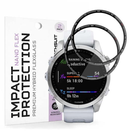 Pellicola Protettiva Techsuit Nano Flex per Garmin Fenix 7S, Set 2 pezzi, Plastica, Nera