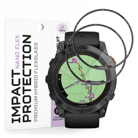 Pellicola Protettiva Techsuit Nano Flex per Garmin Fenix 7X Pro Solar, Set 2 pezzi, Plastica, Nera