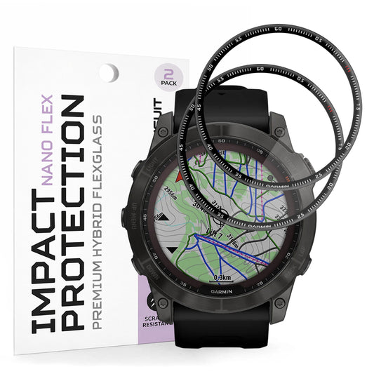 Pellicola Protettiva Techsuit Nano Flex per Garmin Fenix 7X, Set 2 pezzi, Plastica, Nera