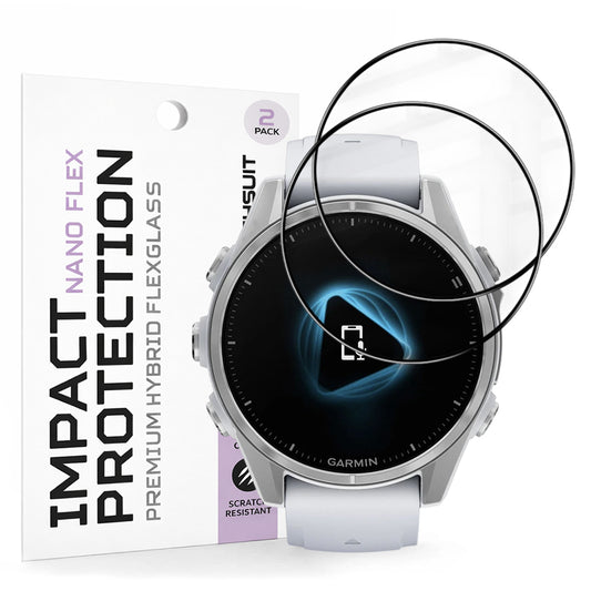 Pellicola Protettiva Techsuit Nano Flex per Garmin Fenix 8 43mm, Set 2 pezzi, Plastica, Nera