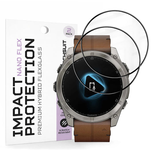 Pellicola Protettiva Techsuit Nano Flex per Garmin Fenix 8 Pro 51mm / 8 51mm, Set 2 pezzi, Plastica, Nera