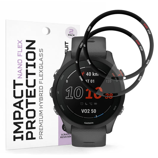 Pellicola Protettiva Techsuit Nano Flex per Garmin Forerunner 255 Music / 255, Set 2 pezzi, Plastica, Nera