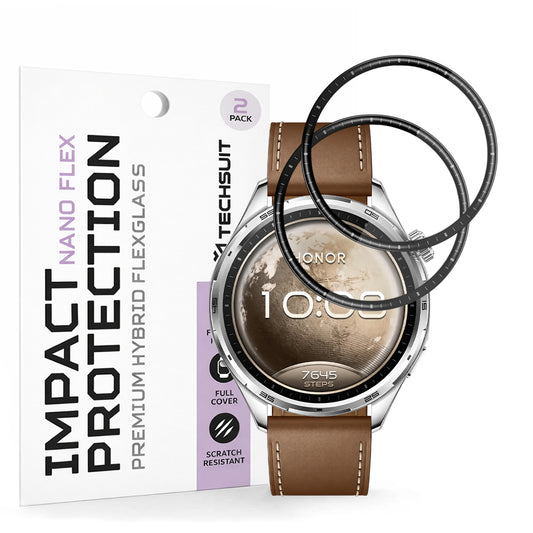 Pellicola Protettiva Techsuit Nano Flex per Honor Watch 6, Plastica, Set 2 pezzi, Nera