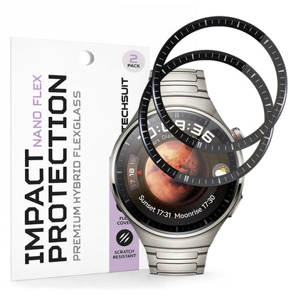 Pellicola Protettiva Techsuit Nano Flex per Huawei Watch 4 Pro, Set 2 pezzi, Plastica, Nera