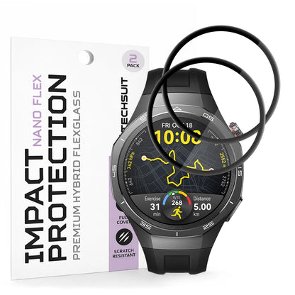 Pellicola Protettiva Techsuit Nano Flex per Huawei Watch GT 5 Pro 46mm, Set 2 pezzi, Plastica, Nera