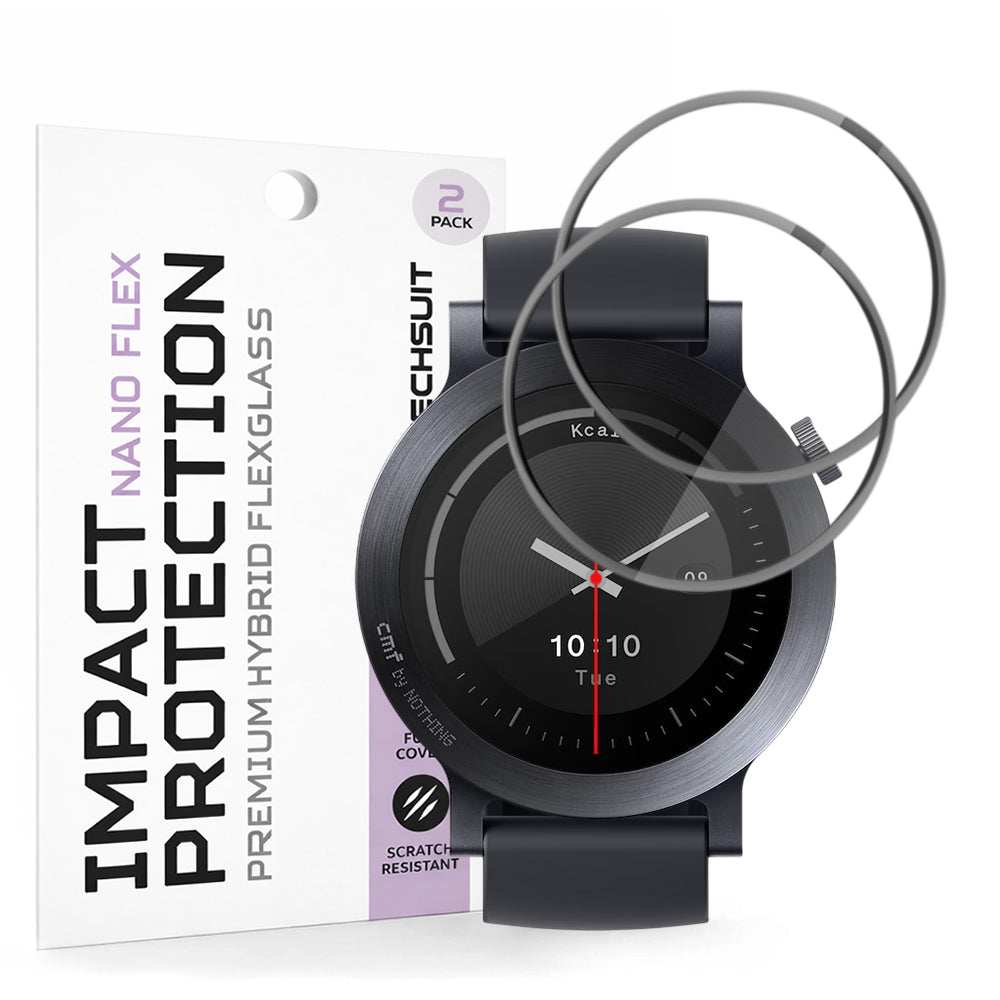 Pellicola Protettiva Techsuit Nano Flex per Nothing CMF Watch 3 Pro, Set 2 pezzi, Plastica, Nera