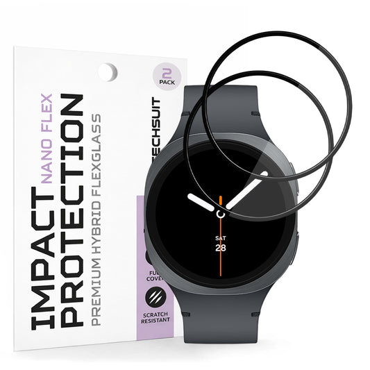 Pellicola Protettiva Techsuit Nano Flex per Samsung Galaxy Watch8 40mm, Set 2 pezzi, Plastica, Nera