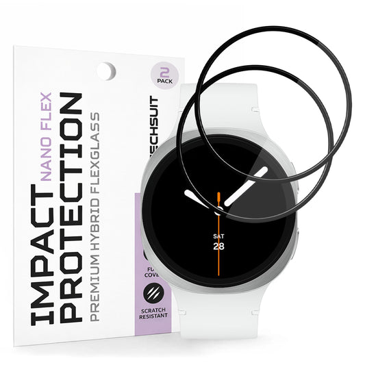 Pellicola Protettiva Techsuit Nano Flex per Samsung Galaxy Watch8 44mm, Set 2 pezzi, Plastica, Nera