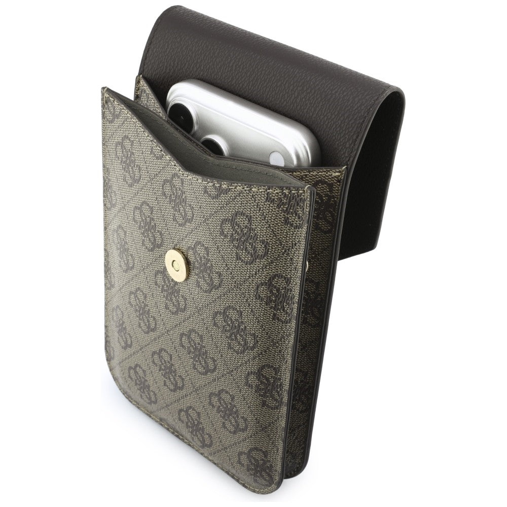 Universal Phone Bag, Guess, 4G Grained Classic Logo, Brown