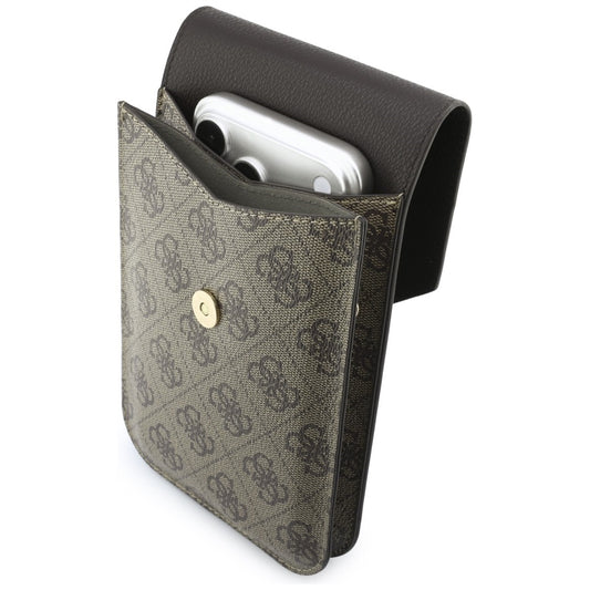 Borsa Universale per Telefono, Guess, 4G Grained Classic Logo, Marrone