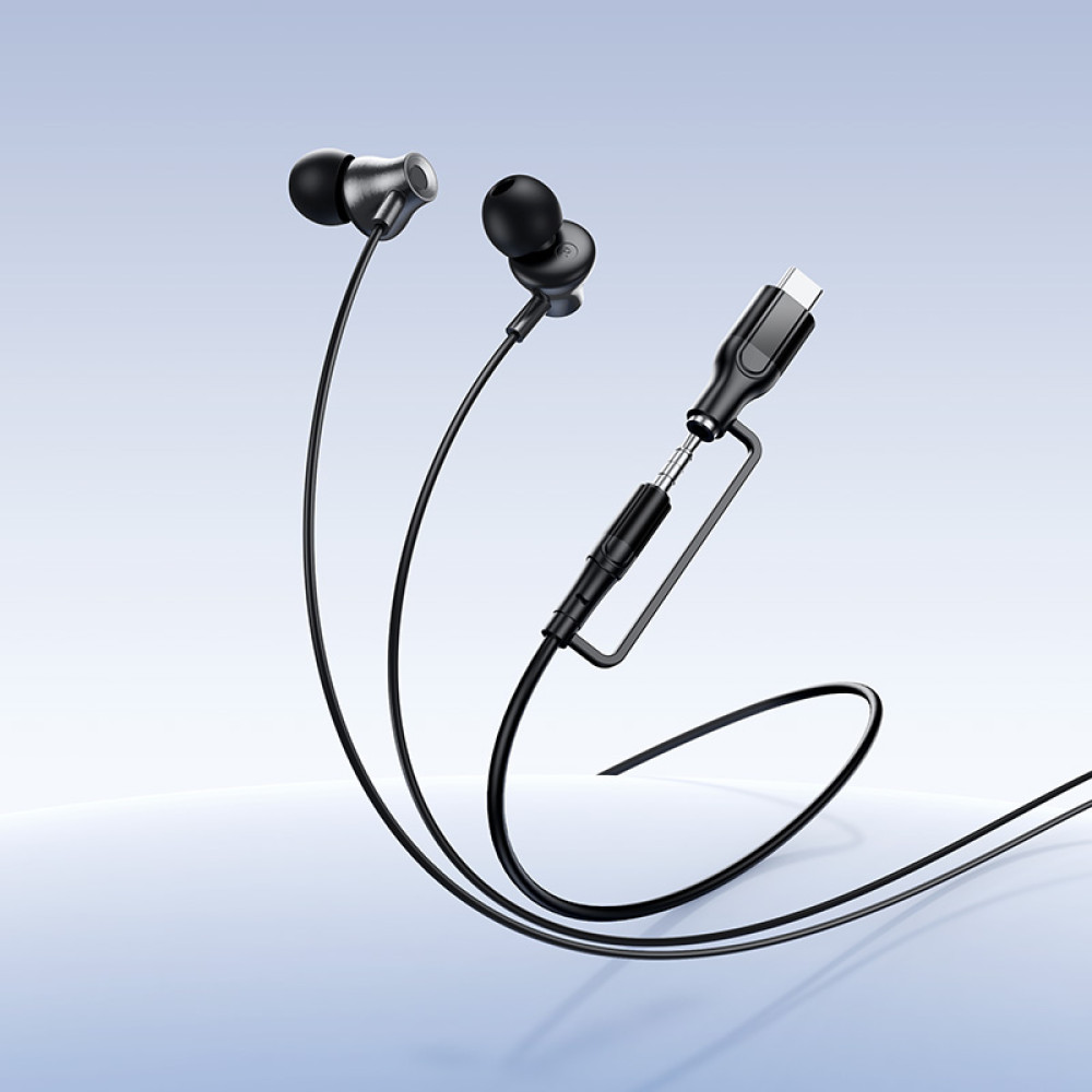 Auricolare 3.5mm / USB-C HOCO M119A, Nero