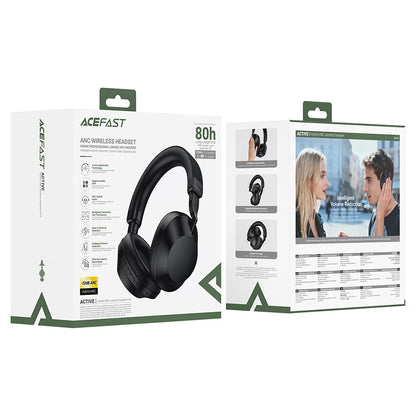 Auricolari Bluetooth Acefast H14, A2DP, ANC, Nero