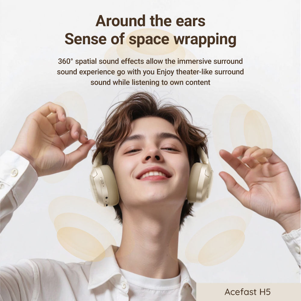 Handsfree Bluetooth Acefast H5, A2DP, ANC, Bianco