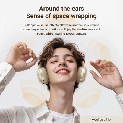 Handsfree Bluetooth Acefast H5, A2DP, ANC, Bianco