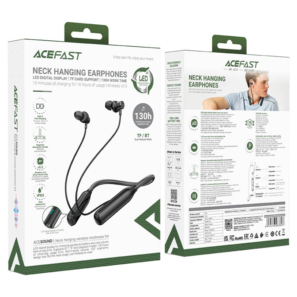 Auricolare Bluetooth Acefast N4, A2DP, Nero