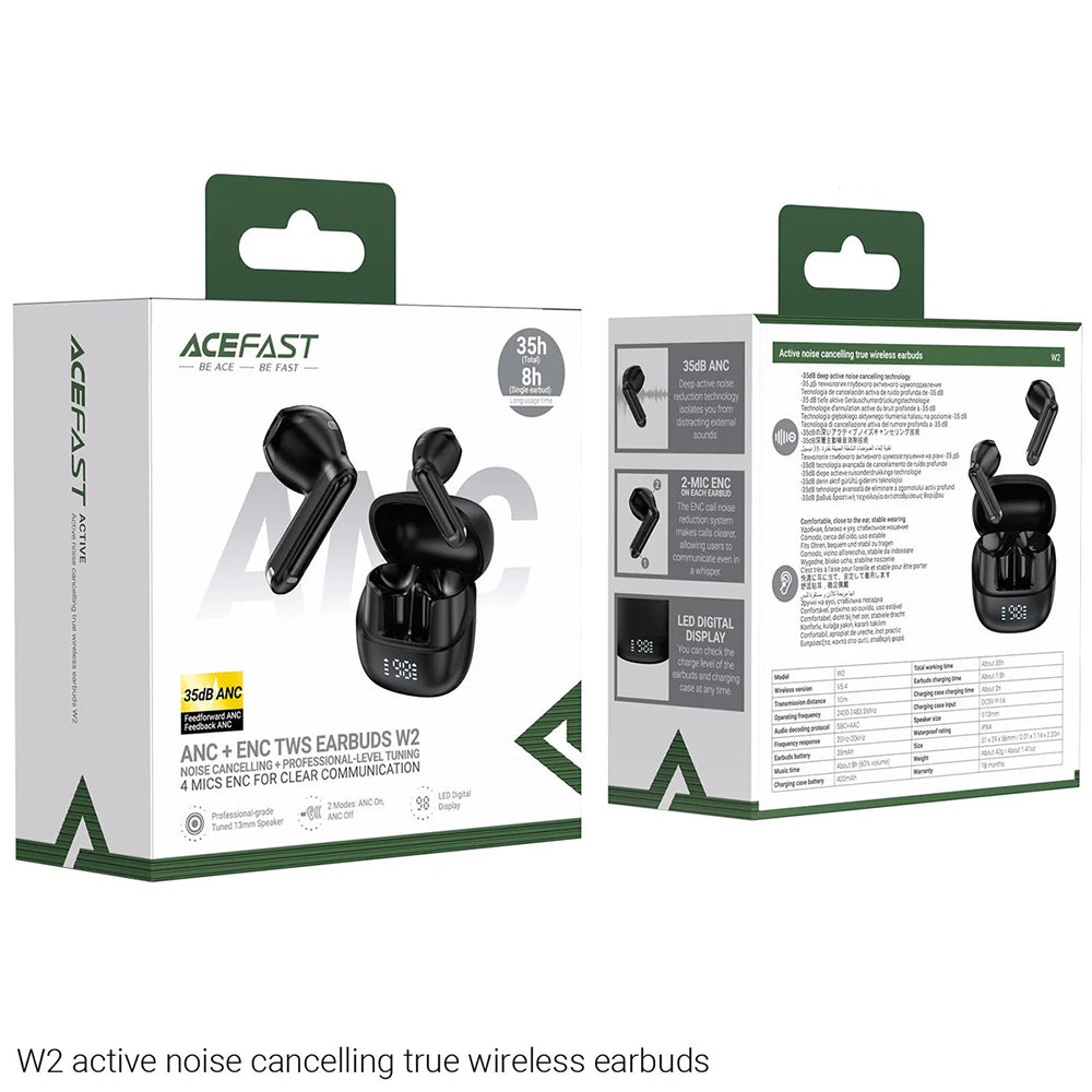 Auricolare Bluetooth Acefast W2, TWS, Nero
