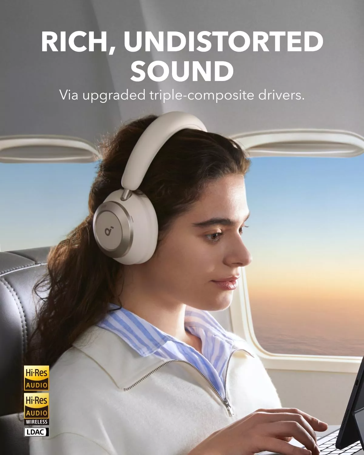 Handsfree Bluetooth Anker SoundCore Space One Pro, A2DP, ANC, Bianco A3062G21