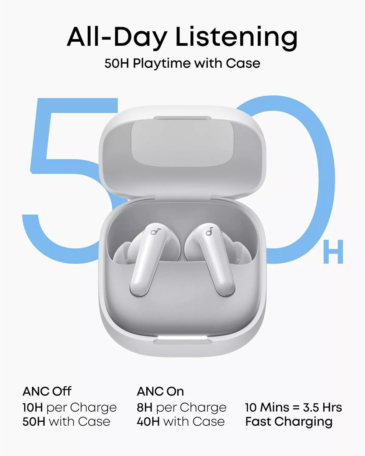 Auricolari Bluetooth Anker Soundcore R60i, TWS, ANC, Bianco D1202G21