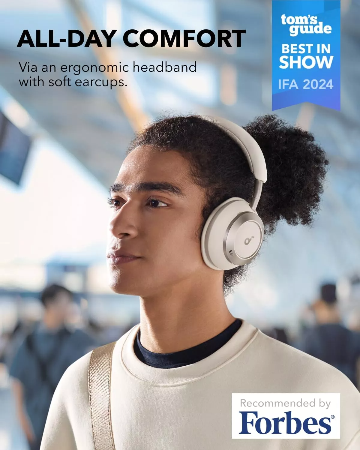 Handsfree Bluetooth Anker SoundCore Space One Pro, A2DP, ANC, Bianco A3062G21