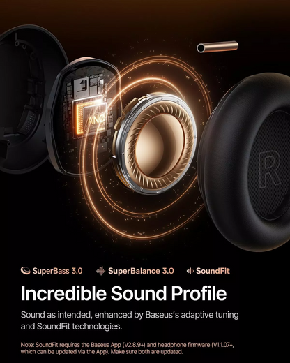 Auricolare Bluetooth Baseus Inspire XH1 Sound by Bose, A2DP, ANC, Nero A00085701123-00