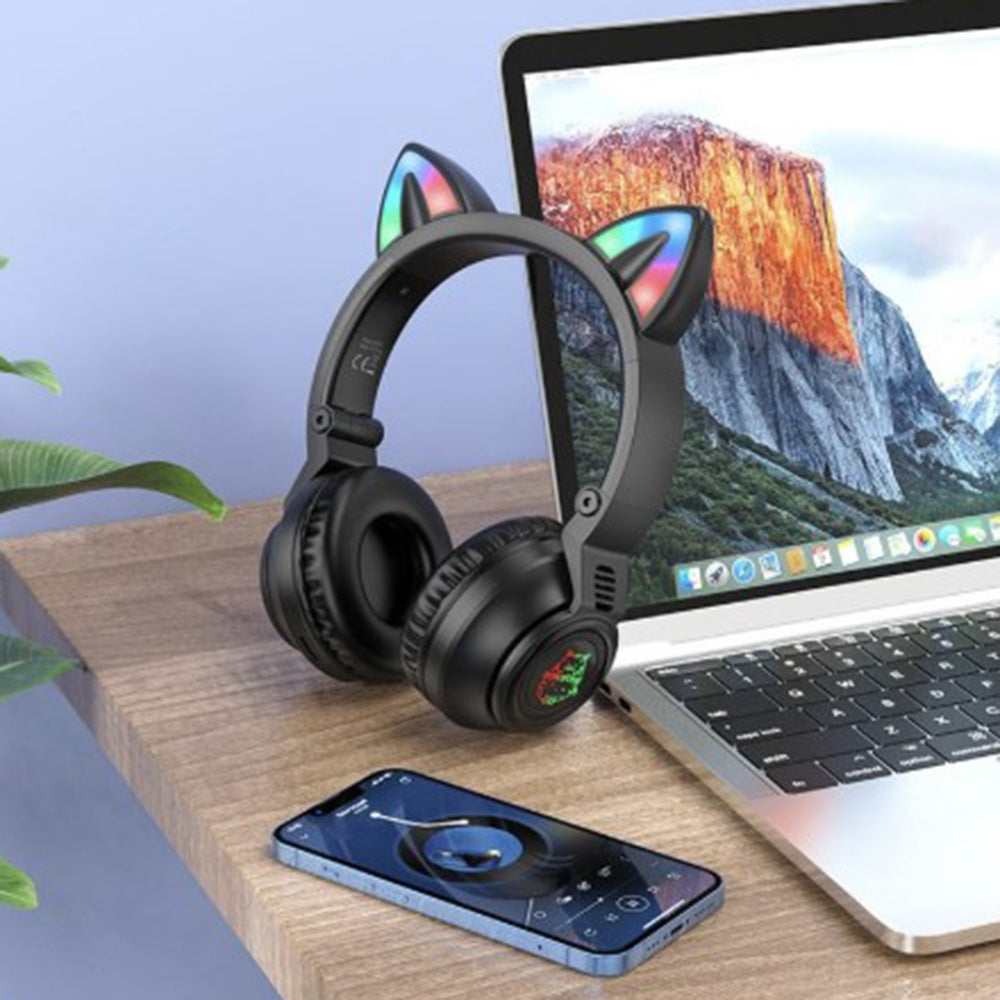 Handsfree Bluetooth Borofone BO18 Cat Ear, A2DP, Black