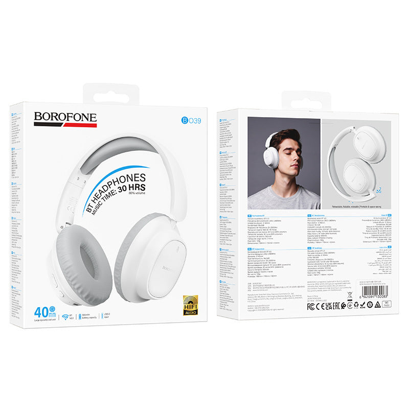 Auricolare Bluetooth Borofone BO39 Melotide, A2DP, Bianco