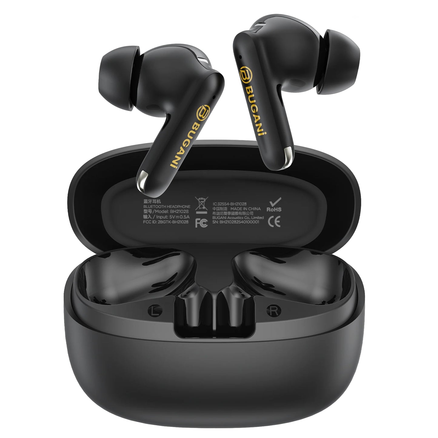 Auricolari Bluetooth Bugani Freebuds B20, TWS, ANC, Nero