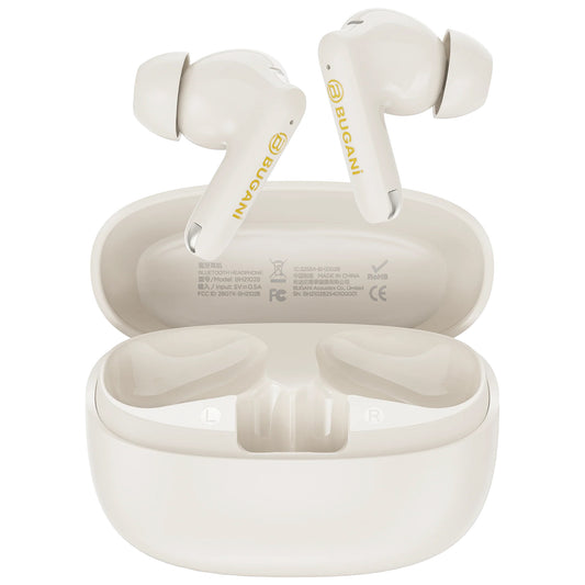 Auricolari Bluetooth Bugani Freebuds B20, TWS, ANC, Crema Chiaro
