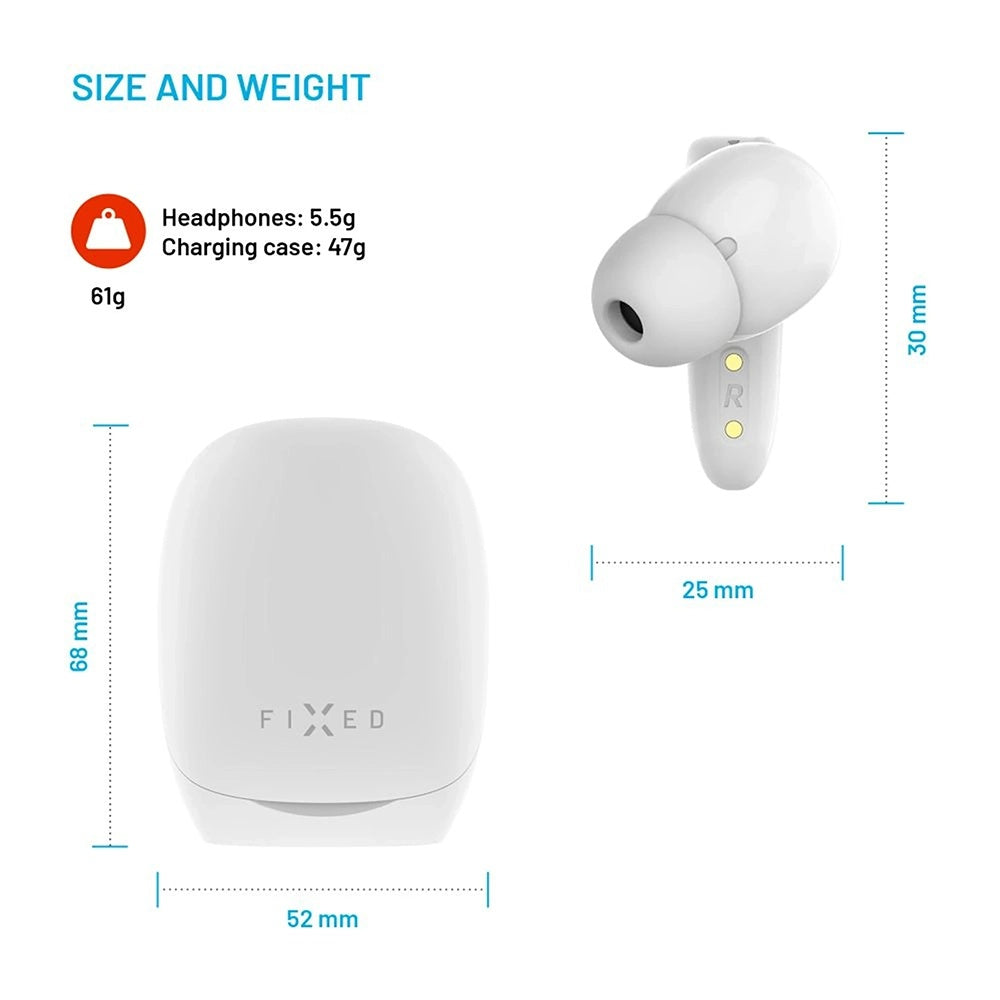 Auricolari Bluetooth Fixed Pods, TWS, Bianco