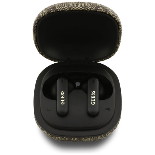 Auricolari Bluetooth Guess 4G Classic con Logo Metallico, TWS, Marrone