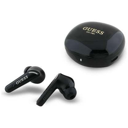 Auricolare Bluetooth Guess Flat Classic Logo Electroplated, TWS, Nero