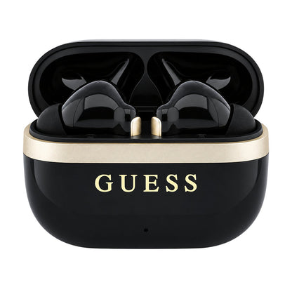 Auricolari Bluetooth Guess Glossy Gold Line con logo classico stampato, TWS, neri
