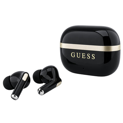 Auricolari Bluetooth Guess Glossy Gold Line con logo classico stampato, TWS, neri