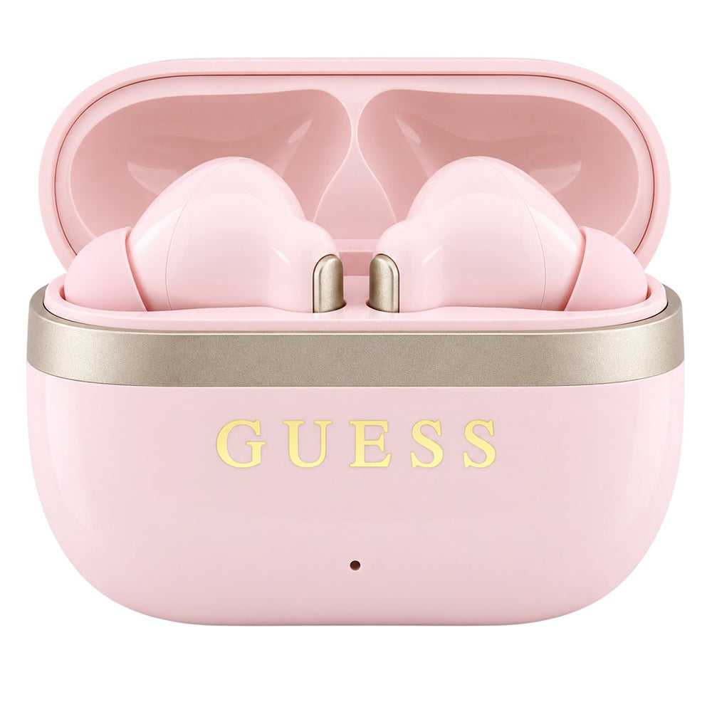 Auricolari Bluetooth Guess Glossy Gold Line Printed Classic Logo, TWS, Rosa
