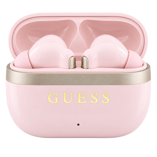Auricolari Bluetooth Guess Glossy Gold Line Printed Classic Logo, TWS, Rosa