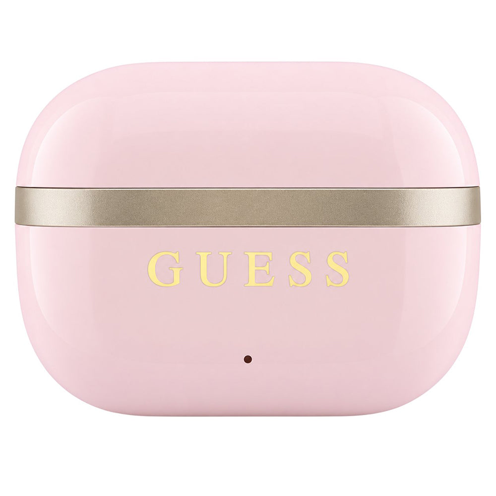 Auricolari Bluetooth Guess Glossy Gold Line Printed Classic Logo, TWS, Rosa