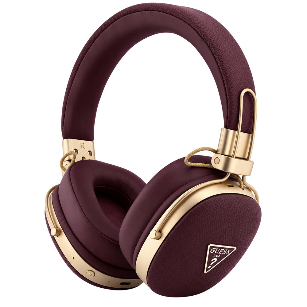 Auricolari Bluetooth Guess Grained Triangle Logo, A2DP, bordeaux