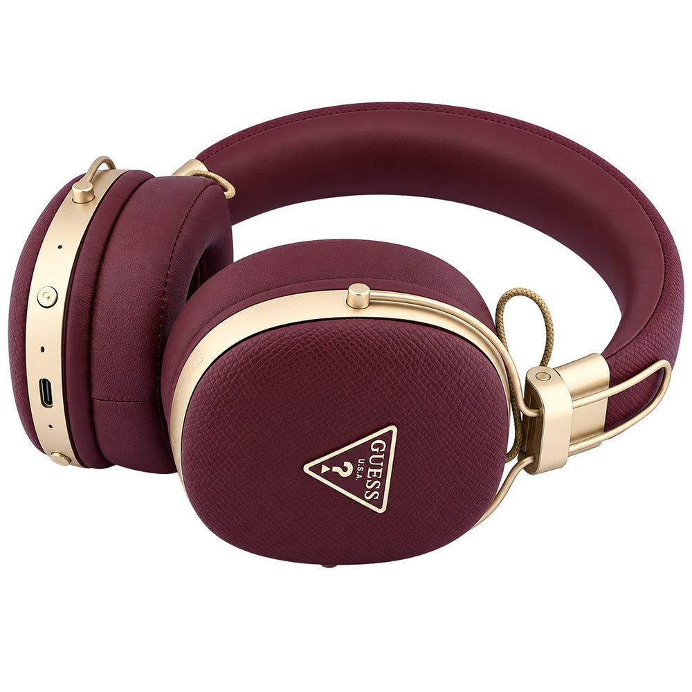 Auricolari Bluetooth Guess Grained Triangle Logo, A2DP, bordeaux