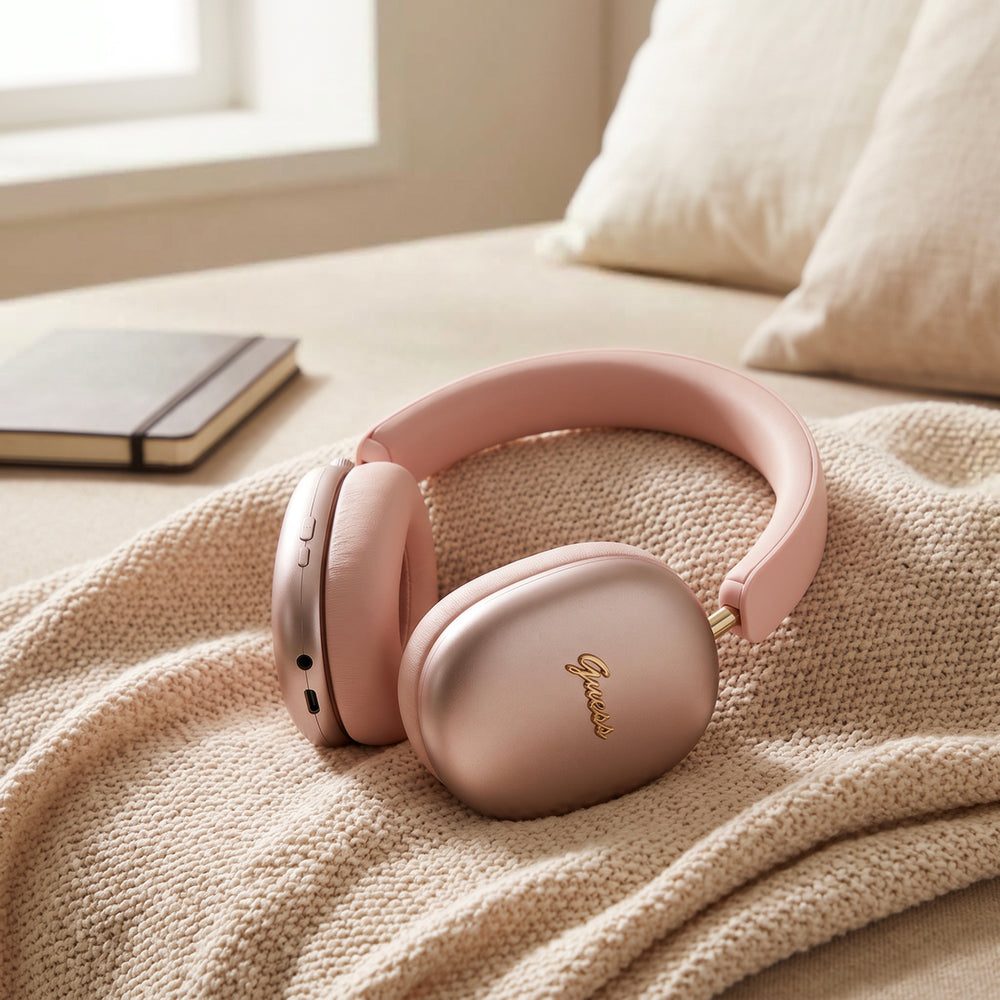 Auricolari Bluetooth Guess Metal Script Logo, A2DP, rosa