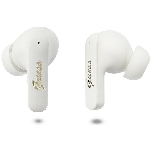 Auricolari Bluetooth Guess Script con Logo Metallico, TWS, Bianco