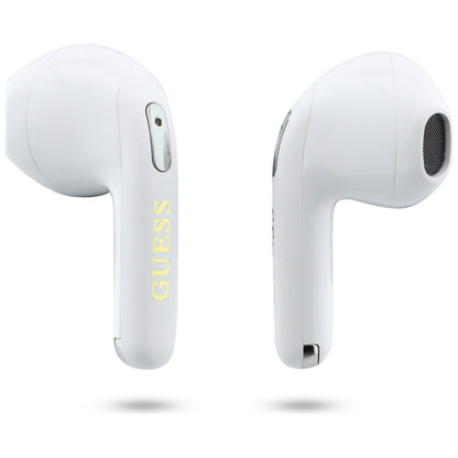 Auricolari Bluetooth Guess Script Print, TWS, Bianco