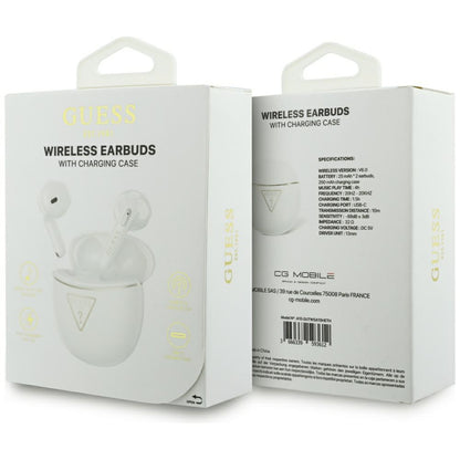 Auricolari Bluetooth Guess Script Print, TWS, Bianco