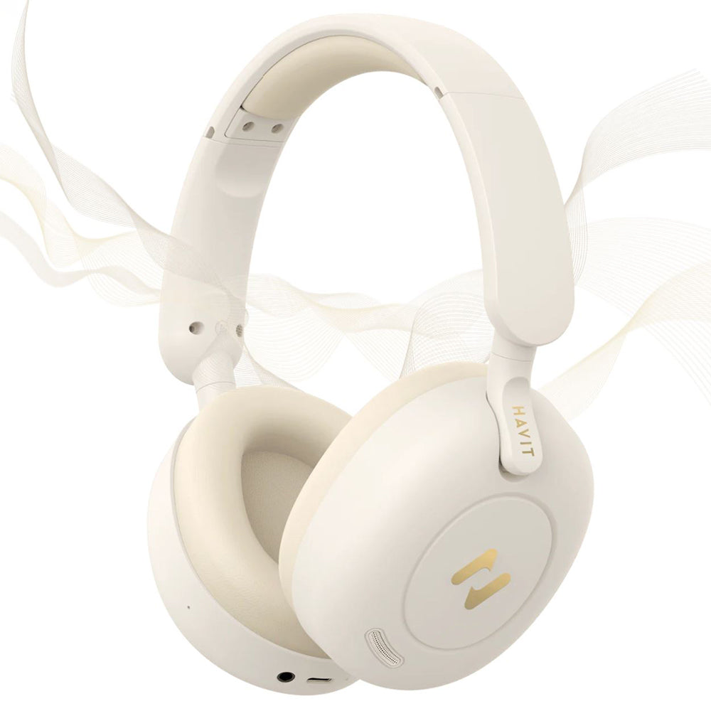 Handsfree Bluetooth HAVIT H655BT Pro, Multipoint, A2DP, ANC, Beige