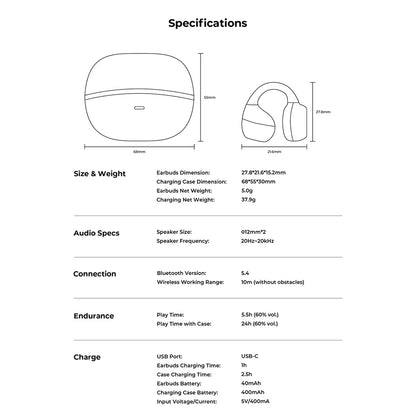 Auricolare Bluetooth HAVIT OWS916, TWS, Grigio