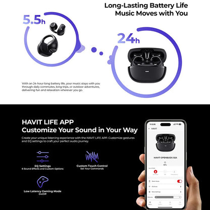 Auricolare Bluetooth HAVIT OWS916, TWS, Grigio