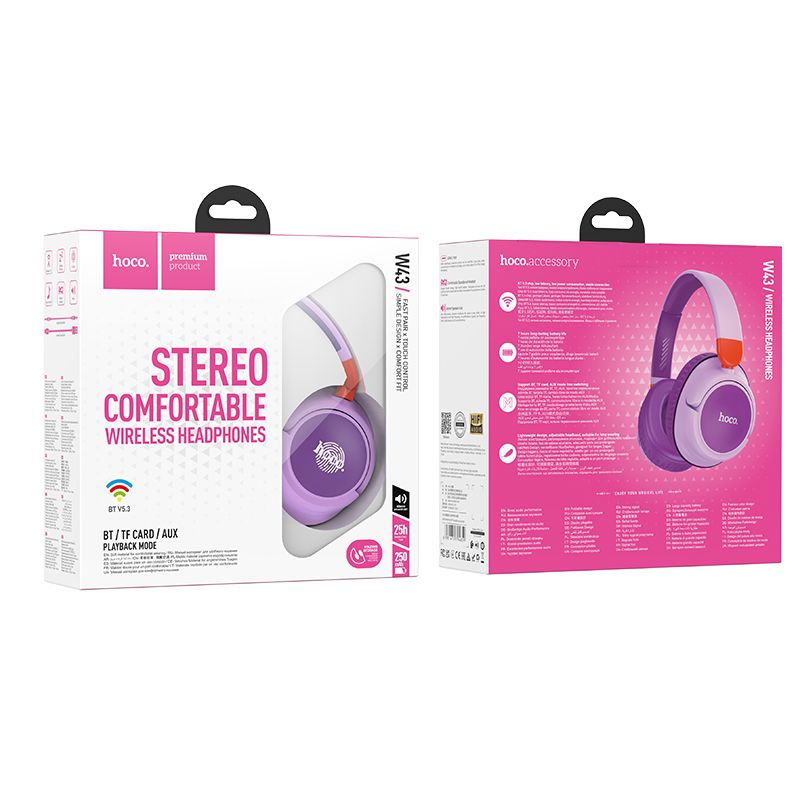 Auricolare Bluetooth HOCO Adventure W43, A2DP, Viola